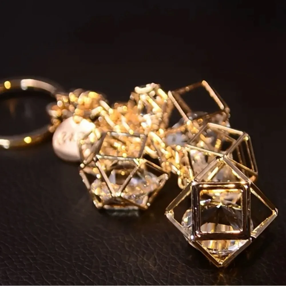 New Rhinestone Gold Cage Keychain/Bag Charm - Picture 8 of 9
